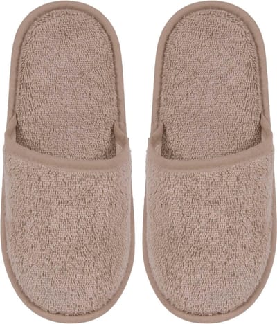 Badslippers Badstof Uni Pure met Zool Taupe Maat 43 - 1 Paar
