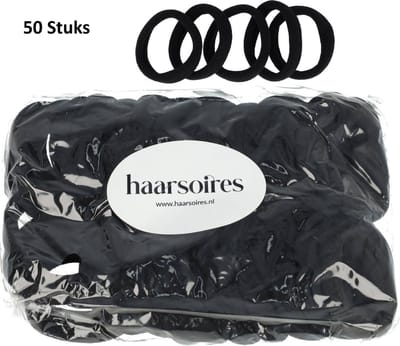 Haarsoires Haarelastieken Basic 4cm - Endless - Zwart - Set van 50 - Eenvoudige Haar Elastieken voor Dagelijks Gebruik