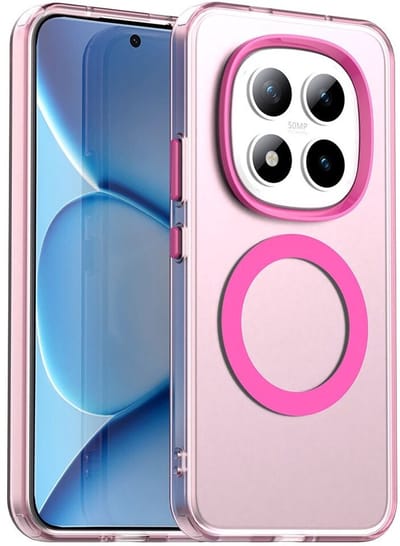 MagSafe Compatibel Backcover Hoesje Geschikt voor Xiaomi Redmi Note 15 Pro Plus - Roze & Semi-Transparant Design - Stijlvol & Goede Bescherming