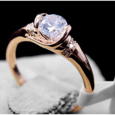 Bague Pétale en Cuivre Écologique Zircon Autrichien Bague de Mariage pour Femme Bague No. 10 white