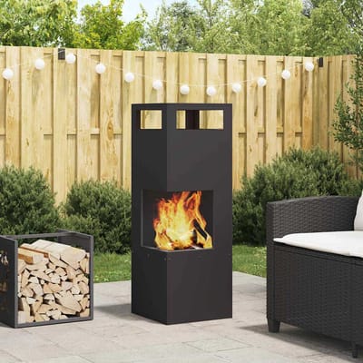 vidaXL - Vuurkom - Zwart - 35 - x - 35 - x - 100 - cm - weervast - staal