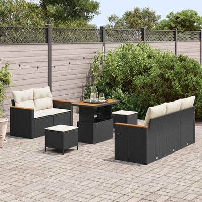 vidaXL - Tuinbank - Set - 10 - st - 7-Aantal - zitplaatsen - Zwart - en - Crème