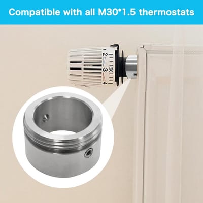 2x Thermostaat Adapter M30 x 1.5 voor Radiatorventielen 20-23mm - Roestvrij Staal inclusief Gereedschap