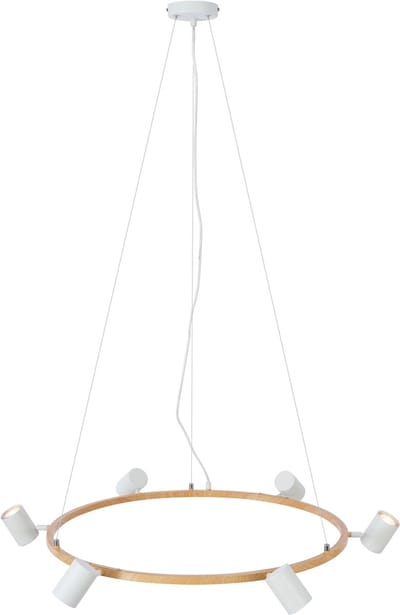 QAZQA jeana circle - Moderne Dimbare Hanglamp met Dimmer voor boven de eettafel | in eetkamer - 6 lichts - L 120 cm - Bruin - Woonkamer