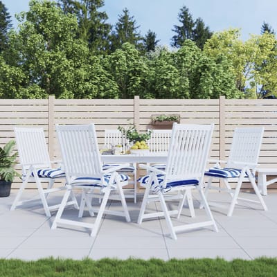 vidaXL - Stoelkussens - 6 - st - 50x50x7 - cm - stof - gestreept - wit - en - blauw