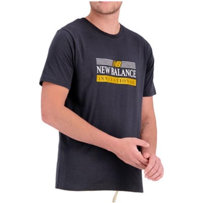 T-shirt Korte Mouw New Balance T-shirt L noir avec accents jaunes