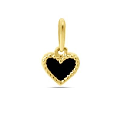 New Bling 9NBSAM-G230302 Gouden Hangertje Hartje - Emaille - 6x6,3mm - 14 Karaat - Zwart - Goud