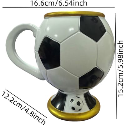 Voetbal Mok 3D Souvenir Koffiemok Hars Roestvrij Staal Binnenkant Esthetisch Voor Voetbalfans Thuisgebruik Voetbal Waterbeker Cadeau