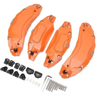 4 Pièces 18in 19in Cache d'Étriers de Moyeu de Roue Alliage d'Aluminium Protecteur de Cache d'Étriers de Frein à Disque Remplacement pour Tesla orange