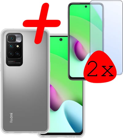 Hoesje Met 2x Screenprotector - Geschikt voor Xiaomi Redmi 10 2022 - Sterk & Shockproof - Back Cover - Siliconen Case - Telefoon Hoes - Transparant