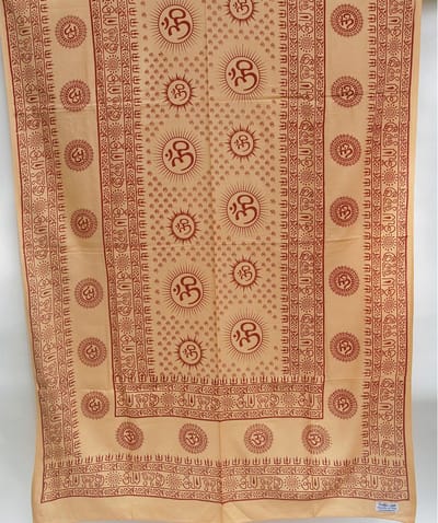 Meditatie omslagdoek met mantra Om, XL, 220 x 106 cm, perzik