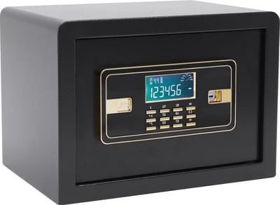 Elektronische kluis - LCD-scherm - Kluis brandwerend - Kluis met cijferslot - Cijfer en sleutelslot - 17L - Zwart