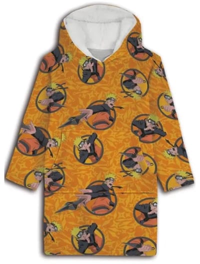 Naruto hoodie poncho geel maat XS - L - polyester