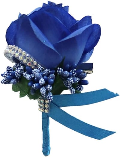 Twee Stuks Bruiloft Bandonnières met Kunstmatige Rozen en Aansteekapparaat voor Bruid en Gasten in Koninklijk Blauw - Perfecte Bruiloft Accessoires voor Mannen en Vrouwen