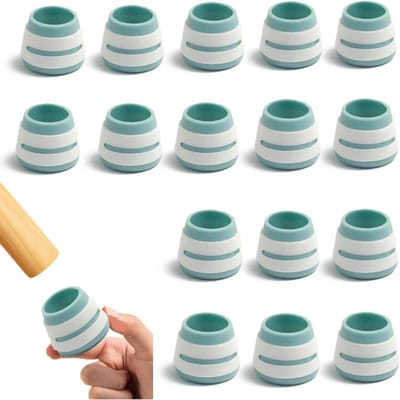 Stoelpootbeschermers - Glijders doppen - Vloer beschermen - Zacht siliconen materiaal - 16 stuks - Blauw en wit