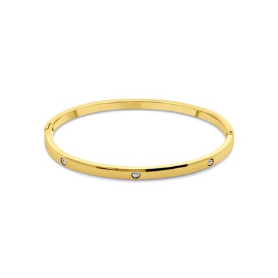 CO88 Collection 8CB-91382 – Armband Dames – Vaste Armband met Zirkonia – Goudkleurig – Cadeau voor Vrouwen