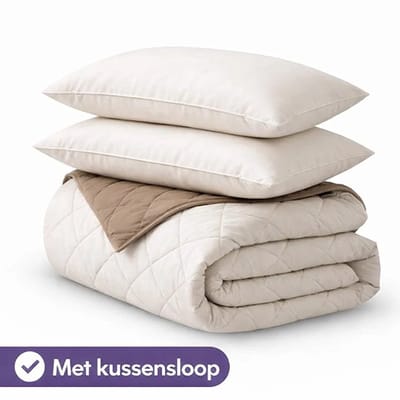 Decoware Dekbed Zonder Overtrek 200x220 cm - Creme/Taupe - Incl. Kussensloop - Wasbaar & Hoesloos - Microvezel - All Season - Tweepersoons
