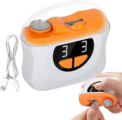 VHV - Nagelknipper - Elektrische nagelknipper - Nagelvijl - Elektrische nagelvijl - 3-in-1 - Automatisch - Met LED verlichting - Stil - Voor baby's, volwassenen en ouderen - Oranje