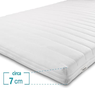 Easy Bedden® Topmatras - 70x190 - Topper HR Koudschuim - Medium hardheid - Hybrid - Topdekmatras - circa 7 cm - Afritsbaar Wasbaar Tijk - Orthopedisch - Anti-allergisch - Topper Hotel XL - Anti Bacterieel - CertiPUR® en Okoetex gecertificeerd.