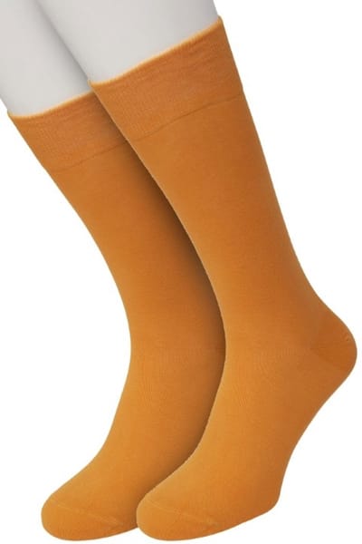 Bonnie Doon Basic Sokken Heren Oranje maat 40/46 - 2 paar - Basis Katoenen Sok - Gladde Naden - Brede Boord - Uitstekend Draagcomfort - Perfecte Pasvorm - 2-pack - Multipack - Effen - Soft Orange - OL6324012.356