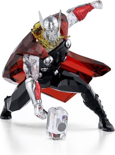 Swarovski beeldjes Marvel Thor 5677044 | Zwart kristallen figuur decoratief verzamelstuk, luxe uitstraling, krachtig en herkenbaar design