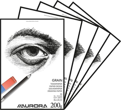 Aurora Tekenblok - Grain - Tekenpapier - Schetsblok - A3 - 200g - 20 vel - 5 stuks