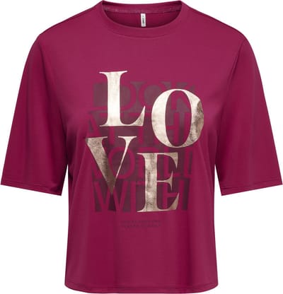 Only Onlfree maya s/s print top box jrs sangria/love