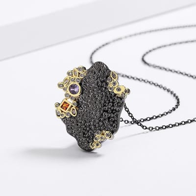 Nouveau Collier Bohème Style National Bicolore Noir et Or Please consult customer service. gray