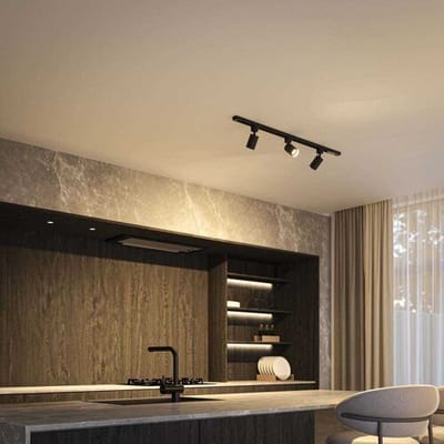 HOFTRONIC railverlichting pakket recht – 1 meter rail – 3 x GU10 railspots – dimbaar – aluminium zwart – IP20 – modulair – 230V – railverlichting woonkamer keuken