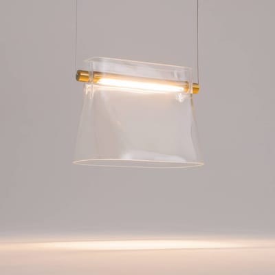 Maytoni glazen hanglamp Cabaret, messing/helder, lengte 25 cm