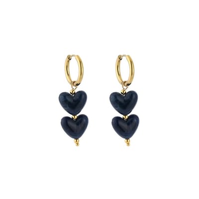 Hartjes oorbellen Navy
