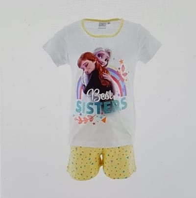 Frozen Shortama Best Sisters Wit/Geel Maat 104