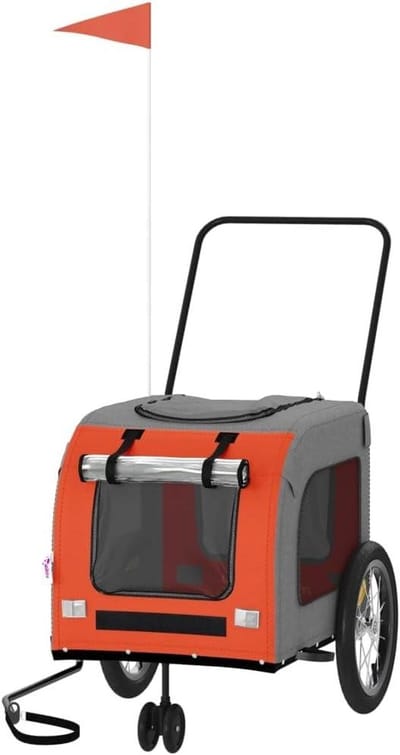 Hondenfietskar - Hondenkar Buggy - Comfortabel Reizen - Duurzaam IJzeren Frame - 121 x 63 x 65 cm - Oranje