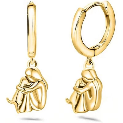 Schattige Tweekleurige Gouden Kleur Stud Oorbellen voor Vrouwen en Honden Hond Mama Kleine Hoepel Oorbellen Dierlijke Huisdier Sieraden beige