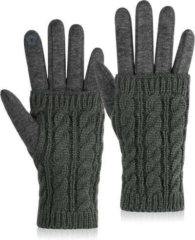 Dames Winterhandschoenen, 2-in-1 Thermische Touchscreen Handschoenen, Dikke Gevoerde Vingers en Vingerloze Gebreide Handschoenen voor Koude Dagen