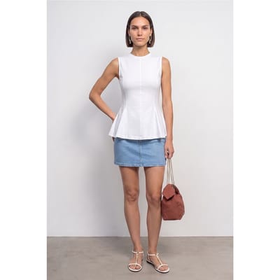 Aangesneden Katoenen Poplin Cut-out Shell Top