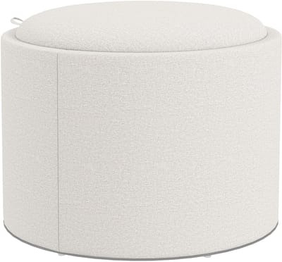 MODFU Ronde poef 56x56x42 cm van MDF, gestoffeerd in linnenlook, met opbergruimte