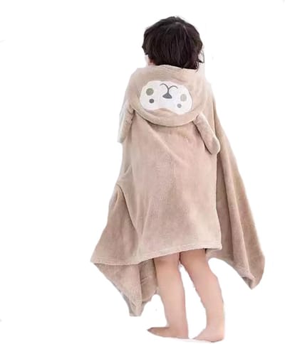 Baby Badhanddoek met hoodie – Konijn - Lichtbruin – 65 x 135 cm