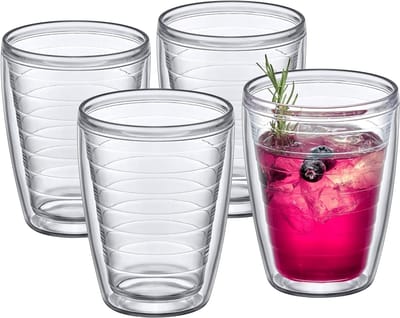 Kunststof Bekers - Dubbelwandige Glazen - Koude Dranken - Onbreekbaar en BPA-vrij - 4 stuks 16 oz - Transparant