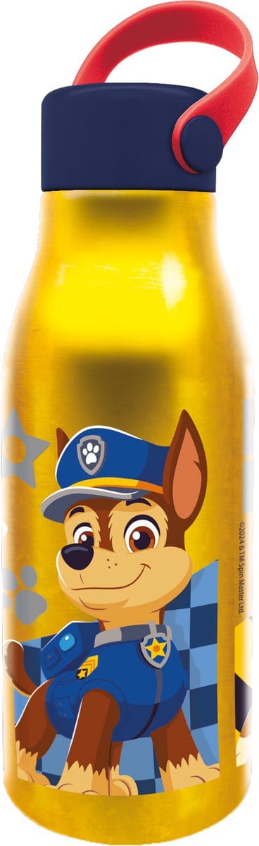 PAW Patrol Aluminium Drinkfles – 760 ml – Met rubberen draaglus – Sluit goed af – Drinkfles voor kinderen – Geel/Donkerblauw