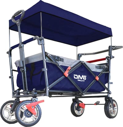 Opvouwbare Bolderkar met Dak en Remsysteem - Handwagen voor Kinderen, Ideaal voor Kamperen en Vrijetijdsactiviteiten