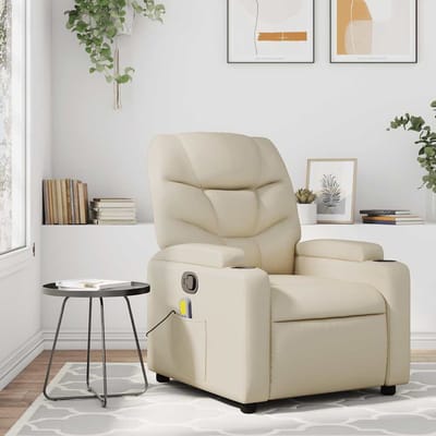 vidaXL - Massagestoel - van - kunstleer - in - crèmekleur