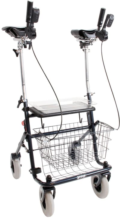 Premis - Lichtgewicht Rollator - Lager model - Onderarmschalen 28 cm - Inklapbaar - Metallic Zwart