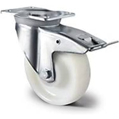 CASCOO zwenkwiel Z0Z0, met rem, wiel ø 160 mm x B 50 mm, polyamide velg, polyamide loopvlak, naturel/wit, dubbele kogellager, tot 1000 kg