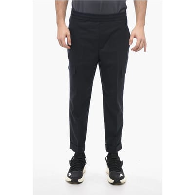 Lage taille REM cargobroek van een mix van scheerwol in blauw
