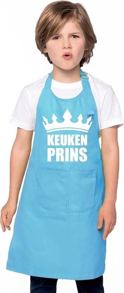 Keukenprins keukenschort - voor kinderen - blauw - kliederen - keukenhulpje