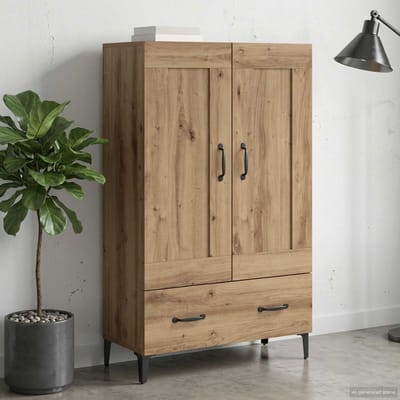 vidaXL - Highboard - Artisanaal - eiken - 70 - x - 31 - x - 115 - cm - Bewerkt - hout