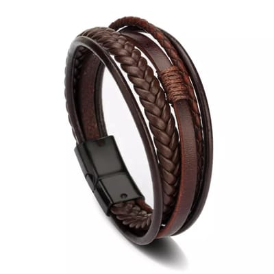 Jumada's Leren Armbanden Set - 5 Leren Armbandjes - Bruin - Leer - Armband Heren - Sieraden - Valentijn Cadeautje voor Hem en Haar