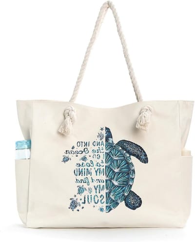 Grote Waterdichte Canvas Tote Bag voor Vrouwen - Ideaal voor Strand, Vakantie en Boodschappen - Ruime Schoudertas met Sandproof Ontwerp 53.5x24.5x13cm