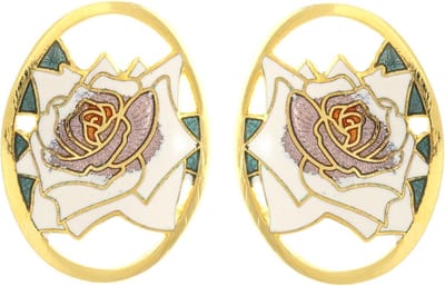 Behave - Oorclips dames - roosmotief - wit - 3 cm